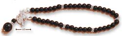 
Sterling Silver 7 Inch Simulated Onyx Beads Beads Drop Toggle Bracelet
