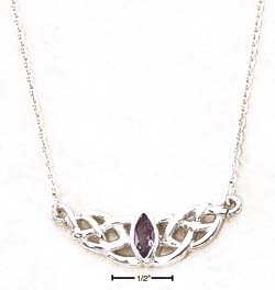 
Sterling Silver 18-20 Inch Adj. Celtic Weave With Amethyst Stone Necklace
