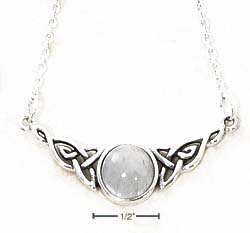 
Sterling Silver 18-20 Inch Adj. Cable necklace With Celtic Knot Moonstone
