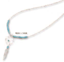 
Sterling Silver 20 Inch Tiny Simulated Turquoise Dreamcatcher Necklace
