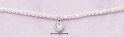 
Sterling Silver 12-14 Inch Childrens White Freshwater Cultured Pearl Necklace Heart Dangle
