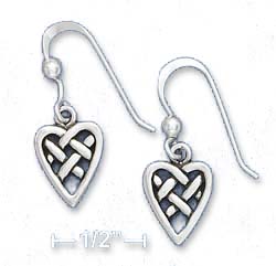 
Sterling Silver 1/4 Inch Antiqued Celtic Knot Heart Earrings

