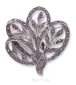 
Sterling Silver Multi Color Cubic Zirconias In Marc Ribbon Bouquet Pin (Appr. 2 Inch)
