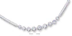 
Sterling Silver 16 Inch 3mm Omega Necklace With 9 Graduated Cubic Zirconias In Center
