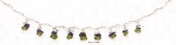 
Sterling Silver 16 Inch Curved Necklace Blue Topaz Peridot Amethyst Chips

