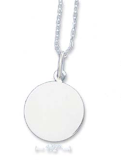 
Sterling Silver Italian 18 Inch 1.5mm Cable necklace 22mm Engravable Disk
