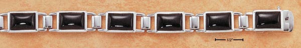 
Sterling Silver 7.5 Inch Bezel Set Emerald-Cut Simulated Onyx Bracelet
