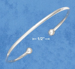 
Sterling Silver Cuff (2.5mm) Removable Ball End (6mm) For Charms Bracelet
