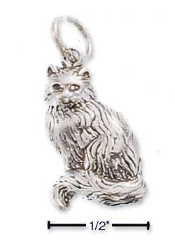 
Sterling Silver Small Long Haired Cat With Curled Tail Charm
