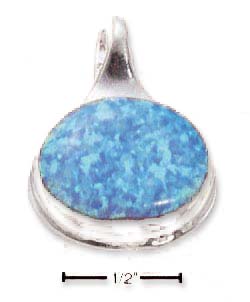 
Sterling Silver Side Simulated Blue Simulated Opal Pendant Offset Bail
