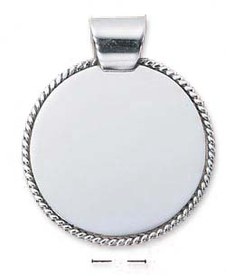 
Sterling Silver Large Round Engravable Roped Medallion Charm
