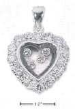 
SS Heart CZ Bordered Window Charm With 4 
