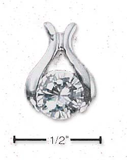 
Sterling Silver 6mm Round Cubic Zirconia Solitaire Pendant Wishbone Bail
