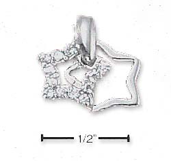 
Sterling Silver Movable Cubic Zirconia Open Star Movable Open Star Charm
