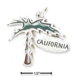 
Sterling Silver Enameled Palm Tree Charm With California Tag
