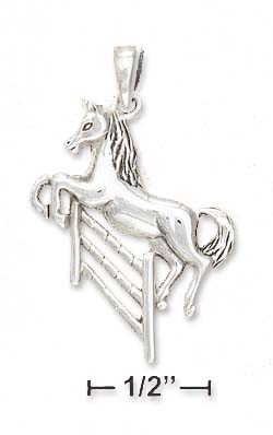 
Sterling Silver Horse Jumping Over Fence Charm (Nickel Free)
