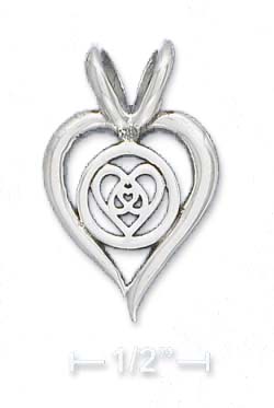 
SS 16mm Open Heart Pendant Inscribed Knotted Heart In Center
