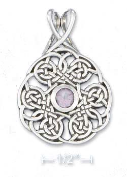 
Sterling Silver Celtic Knot Wreath With 5mm Amethyst Center Slide Pendant
