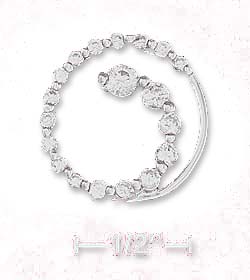 
Sterling Silver Curl Charm With 19 Cubic Zirconias Curled Inside Middle Of The Circle
