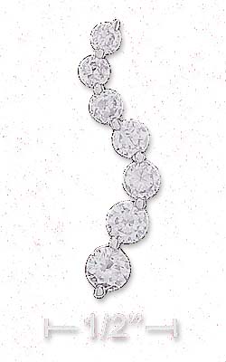 
Sterling Silver 42mm Long Journey Design Wave Cubic Zirconia Pendant (7mm To 3mm Cubic Zirconias)
