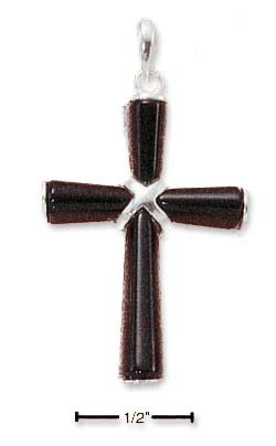 
Sterling Silver Black Simulated Onyx Cross Silver Cross Center Pendant
