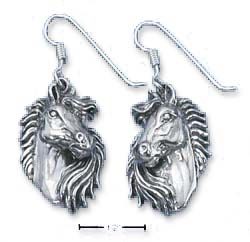 
Sterling Silver Antiqued Horse-head Earrings On French Wires
