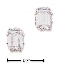 
Sterling Silver 6x8 Rectangular Cubic Zirconia Post Earrings
