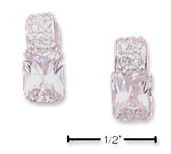 
Sterling Silver Radiant Cut Briolette Cubic Zirconia Fancy Post Earrings
