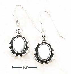 
Sterling Silver Small Oval Simulated Mother of Pearl With Antiqued Border Earrings
