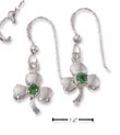 
SS Shamrock Earrings Emerald-Green Glass 
