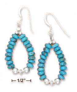 
SS Blue Simulated Turquoise Bead Loop Earrings With Triple Bead Bottom
