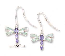 
Sterling Silver Dragonfly Synt. Blue Simulated Opal/Tanzanite Earrings
