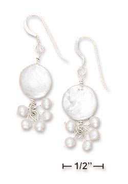 
Sterling Silver 12mm White Coin Freshwater Cultured Pearl Earrings Pearl Dangles
