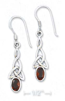 
Sterling Silver Celtic Simulated Garnet French Wire Earrings
