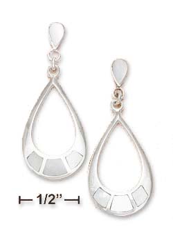 
Sterling Silver Teardrop Post Dangle Earrings With Simulated Mother of Pearl Inlay
