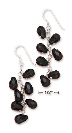 
Sterling Silver Multi Faceted Simulated Onyx Briolette Dangle Earrings
