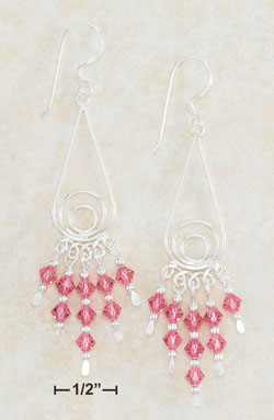 
Sterling Silver Fancy Teardrop Wire Earrings With Pink Crystal
