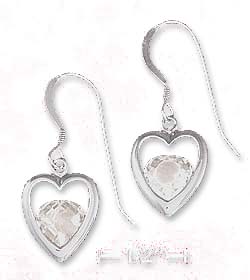 
Sterling Silver 12mm Open Heart Earrings Cubic Zirconia Inside The Heart
