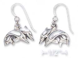 
Sterling Silver 11x16mm Double Jumping Dolphins Paua Shell Inlay Earrings
