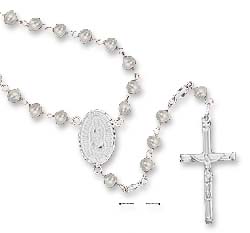 
Sterling Silver Freshwater Cultured Pearl Rosary Beads With Crucifix Virgin Mary Medallion
