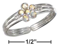 
Sterling Silver 3 Band Ring Clear Sparkly Cubic Zirconia Flower Toe Ring
