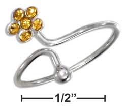 
Sterling Silver Ball Golden Color Sparkly Cubic Zirconia Flower Toe Ring
