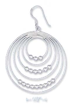 
Sterling Silver 1 1/2 Inch 6 Wire Concentric Circle Earrings Move Beads
