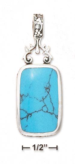 
Sterling Silver 1 3/4 Inch Fancy Two Sided Lapis/Tq Pendant

