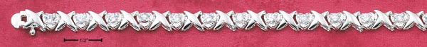 
Sterling Silver 7 Inch Bracelet with Kisses Hearts With Cubic Zirconias
