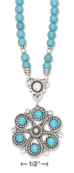 
Sterling Silver 17-21 Inch Adj. 4mm Simulated Turquoise Bead Necklace
