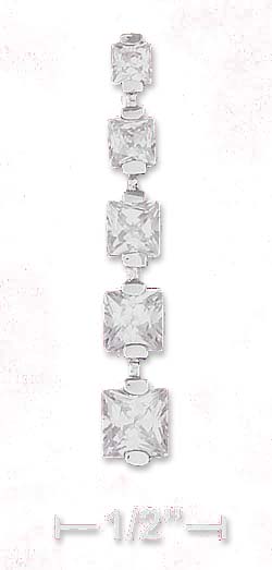 
Sterling Silver 1 1/4 Inch Straight Line Pendant With 5 Cubic Zirconias From 3mm-5mm
