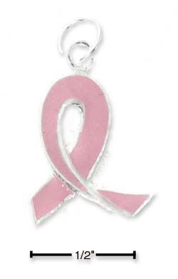 
Sterling Silver Pink Enamel Ribbon Charm (Approx. 3/4 Inch)
