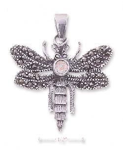 
SS Marcasite Dragonfly Pendant With Pink Cubic Zirconia ( Appr. 1 Inch)
