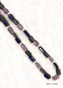 
Sterling Silver 24 Inch Amethyst Iolite Sodalite Beaded Necklace
